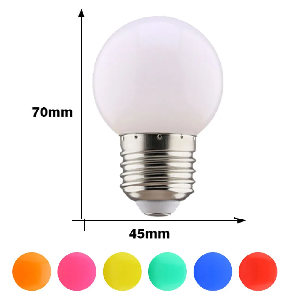 7 pçs/lote colorido lâmpada led 1w e27 220v casamento decoração de natal lâmpada 7 cores quarto luz da noite iluminação interior