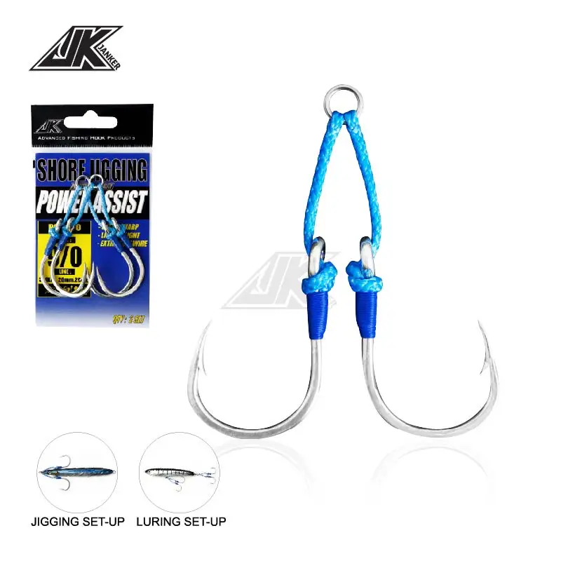 JK Fishing Jig Hooks 11/0 9/0 7/0 5/0 3/0 Heavy Duty Assist Hook Double Twin Hooks Fishing Tool Fishhooks Slow Jingging