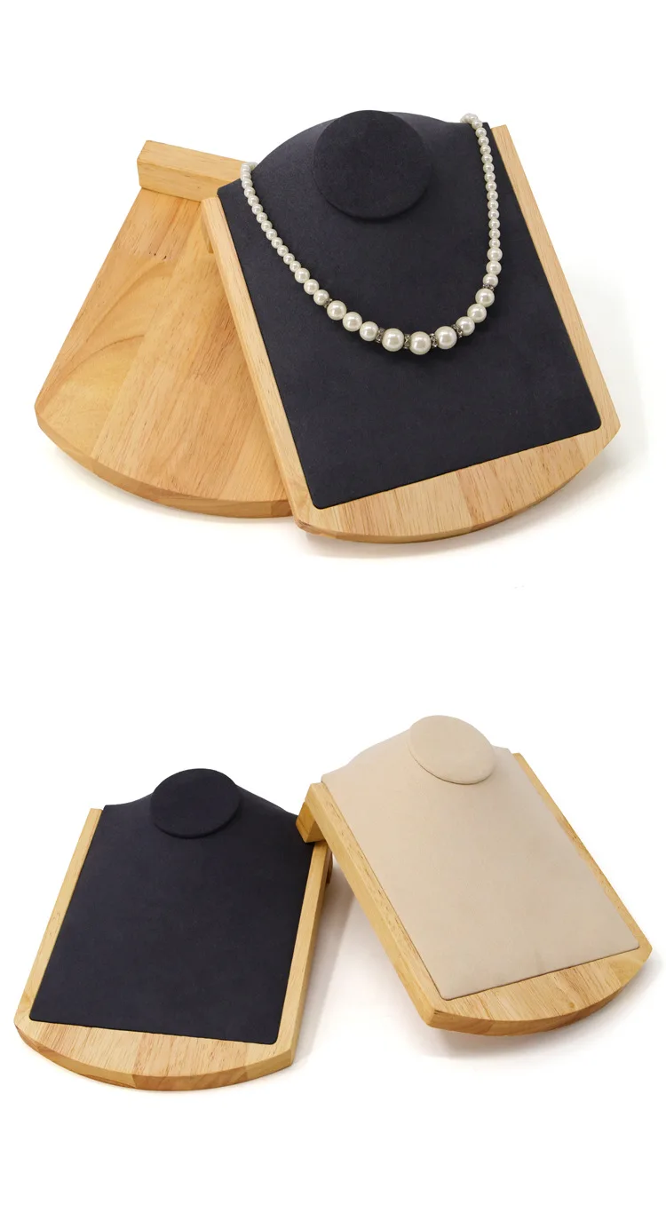 New Picture of Solid Wood Microfiber Neck Model Necklace Necklace Pendant Display Support Jewelry Props