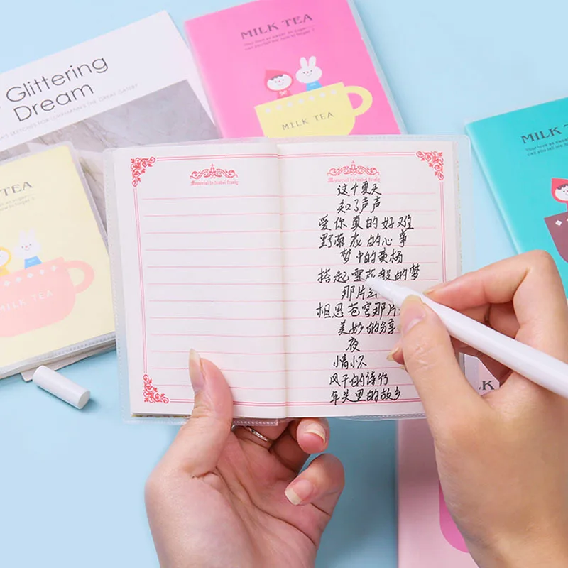 Kawaii Mini PVC Notebook Paper Diary School  Notebook Paper Schedule Planner multicolor milk tea Gift For Girl
