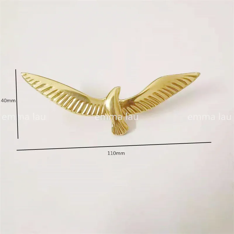 Large Seagull Shape Cabinet Door Handle Solid Brass Furniture Drawer Knobs Cupboard Pulls Gold Kitchen Art Cabinet Handles