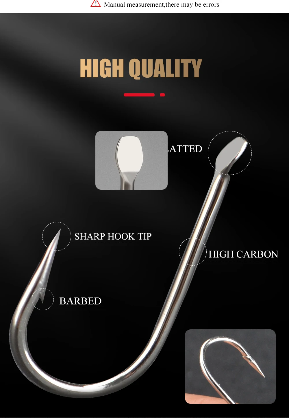 FTK Abgeflacht Runde Gebogen Haken 100 teile/los Size1 #-Size10 # Angelhaken High Carbon Stahl Angelhaken Für Angeln – Detail 3