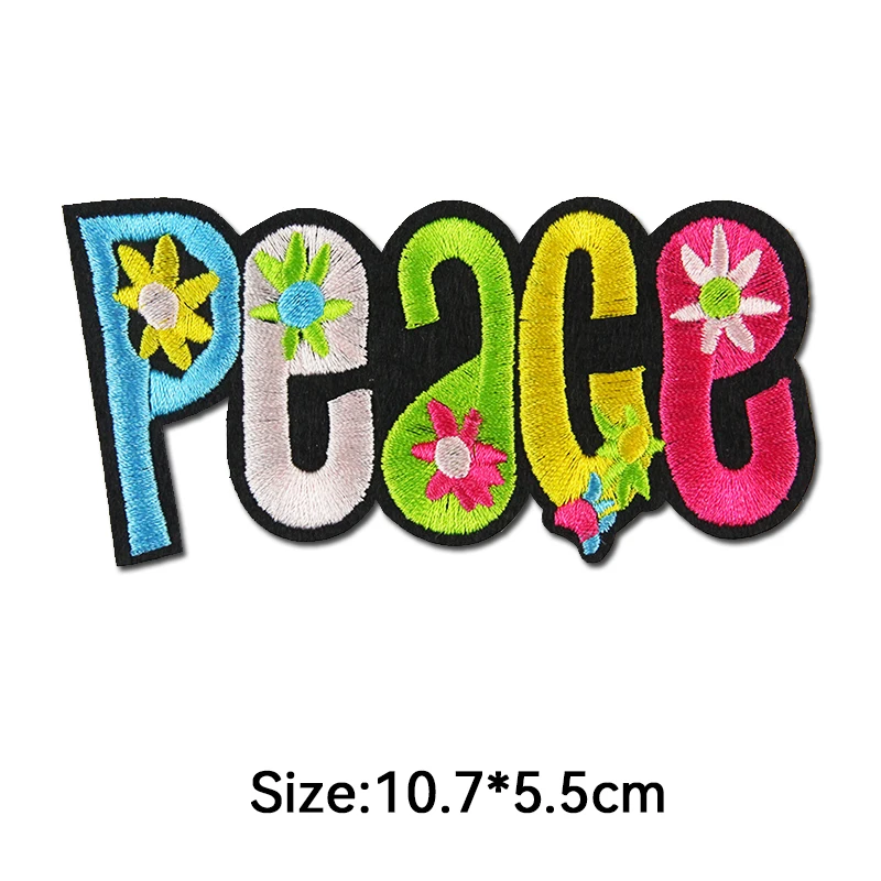 1PCS/peace sign skull Embroidery Patches for Clothing Appliques Clothes Stickers Iron on bags Kid Dress Decoration western style