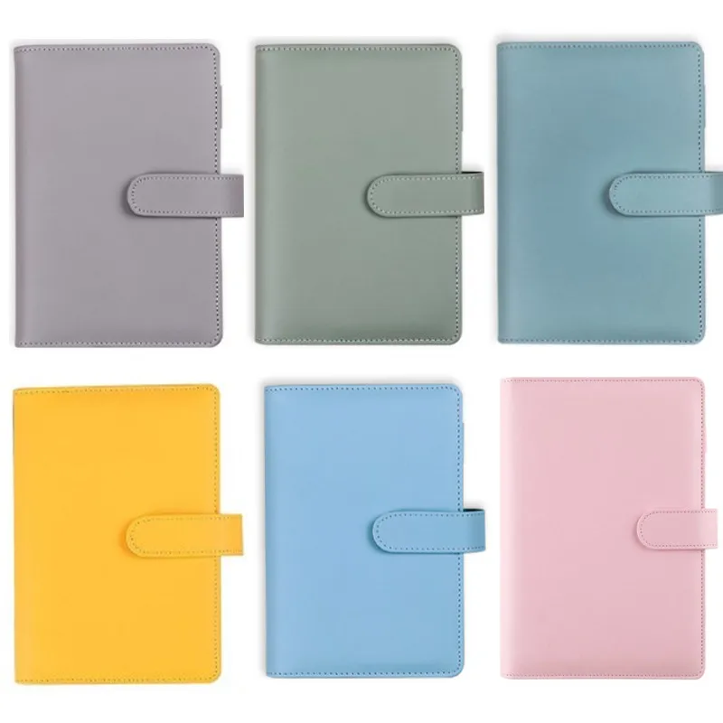 NEW Macaroon Color A6/A5 PU Leather DIY Binder Notebook Cover Diary Agenda Planner Paper Cover School Stationery