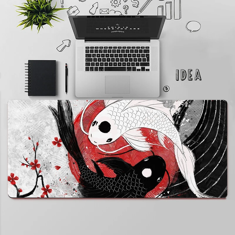 Tapete do rato do jogo grande mouse pad computador gamer tapete do rato último airbender peixe yin yang mousepad teclado tapete de mesa mause almofada