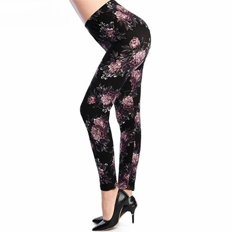 CHSDCSI Push-Up Hosen Dame Fitness Leggings Hohe Elastische Workout Leggins Stretch Hohe Taille Hosen Floral Gedruckt