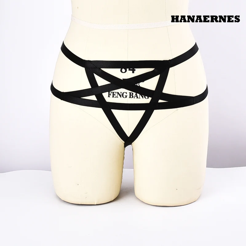 Imbracatura a gabbia cava reggiseno top cintura Lingerie estate nero Sexy Pentagram Bondage da donna imbracatura Push Up Lingerie