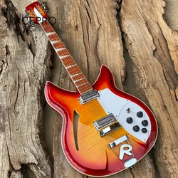 381 Electric Guitar 12 String Cherry Sunburst Body Top & Back with Flame Maple, R shape Tailpiece Guitarra