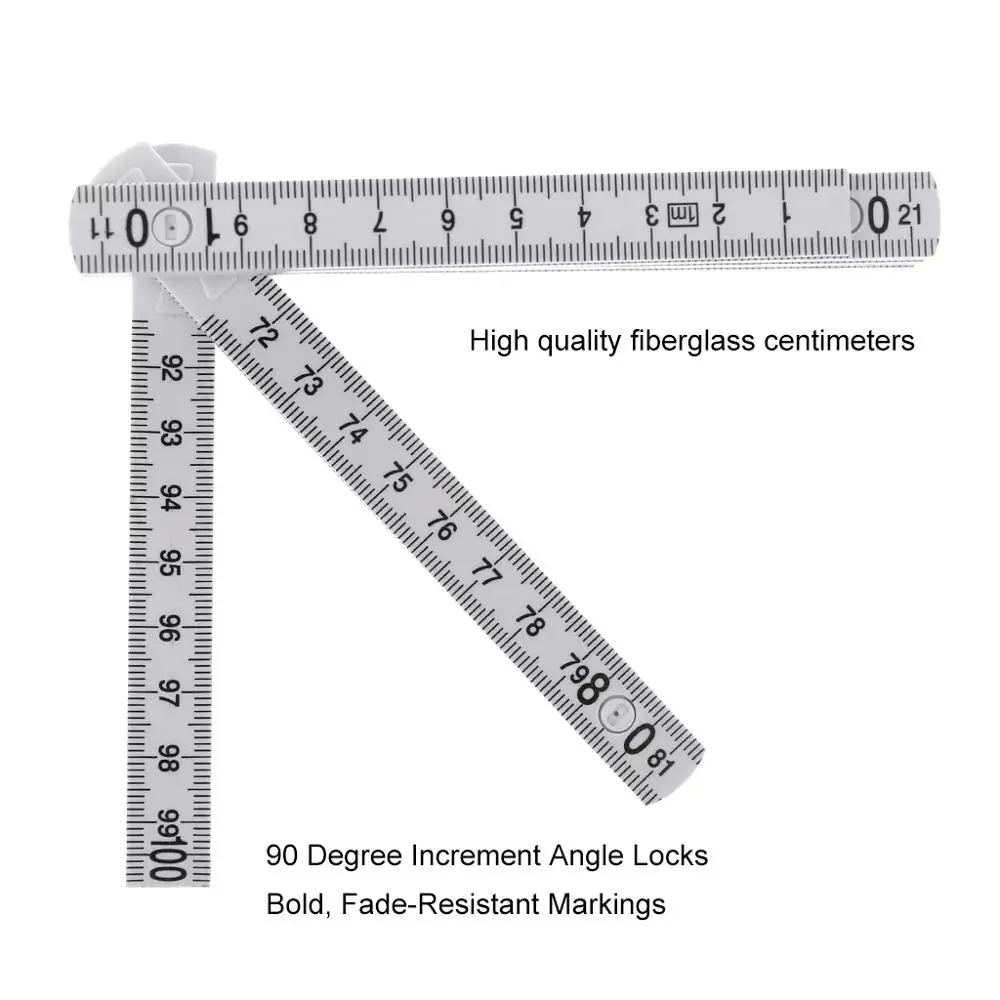 1M 2M 10-parts Folding Carpenters Ruler Lightweight Compact Measuring Slide Fold Up for Woodworking