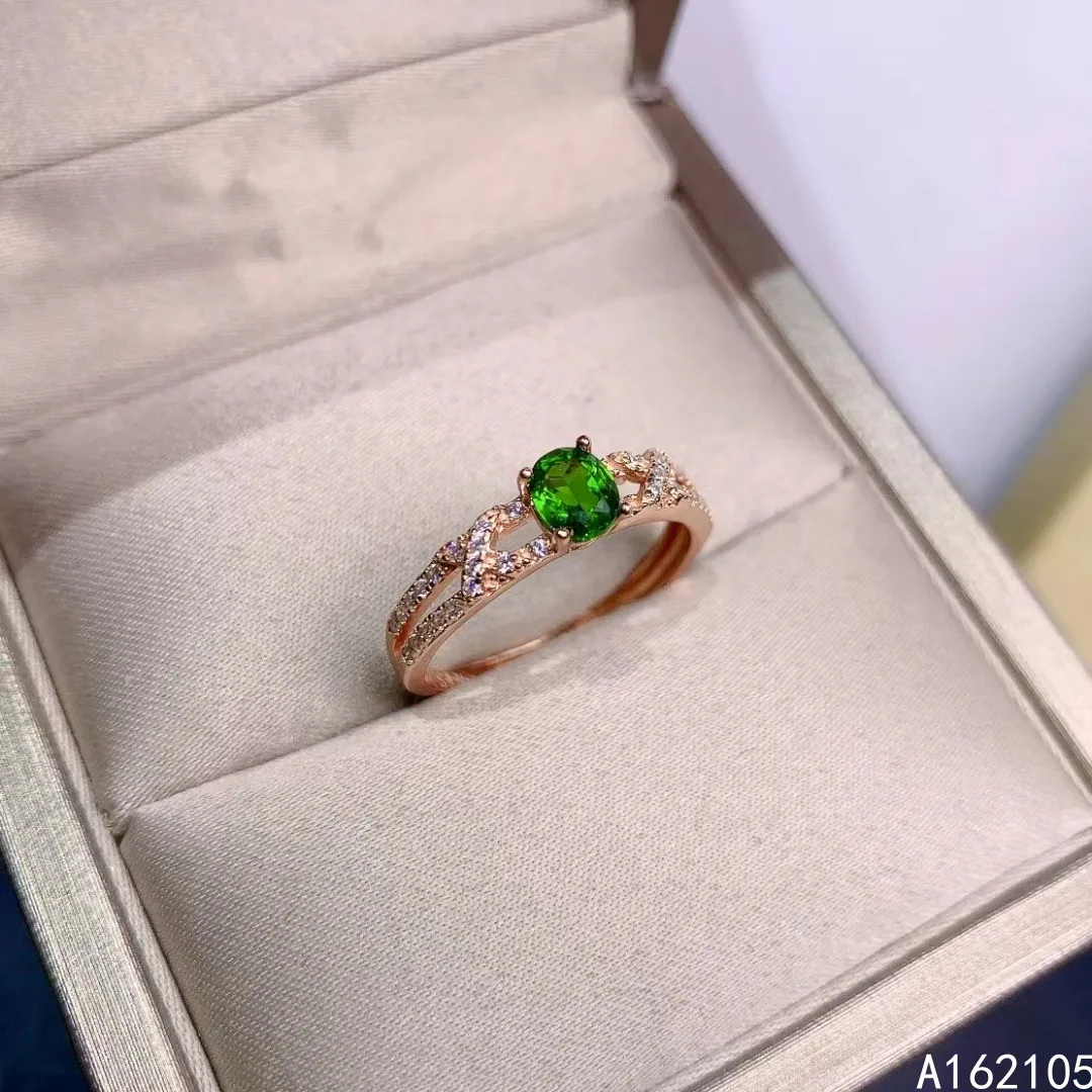 

925 pure silver Chinese style natural diopside women's exquisite elegant oval adjustable gem ring fine jewelry support detection