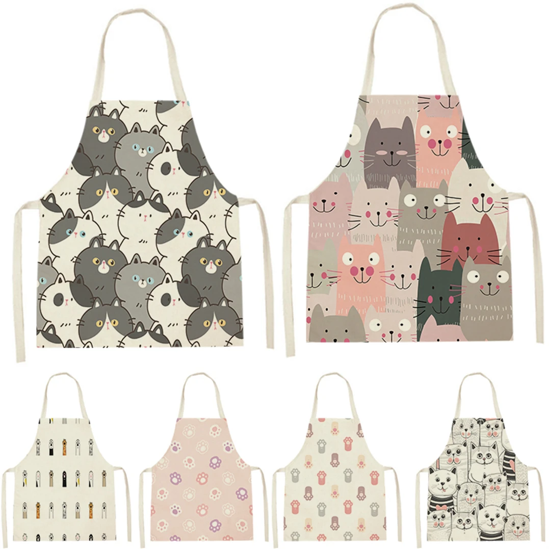 Animal Style Chef Apron Cleaning Pinafore Apron Kids Jungle Animal Pattern Sleeveless Cotton Linen Aprons Home Custom Aprons Bib