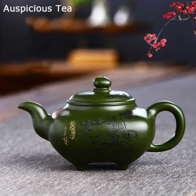 260ml Yixing Raw Ore Green Clay Zisha Teapot Handmade Household Kung Fu Teaset Beauty Pot Tea Ceremony Drinkware Customized Gift