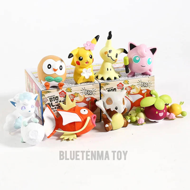 PokeMon Pikachu Big Eraser Figure Vol 2 Rowlet Vulpix Mimikyu Cubone Clefairy Magikarp Bounsweet 8pcs/set