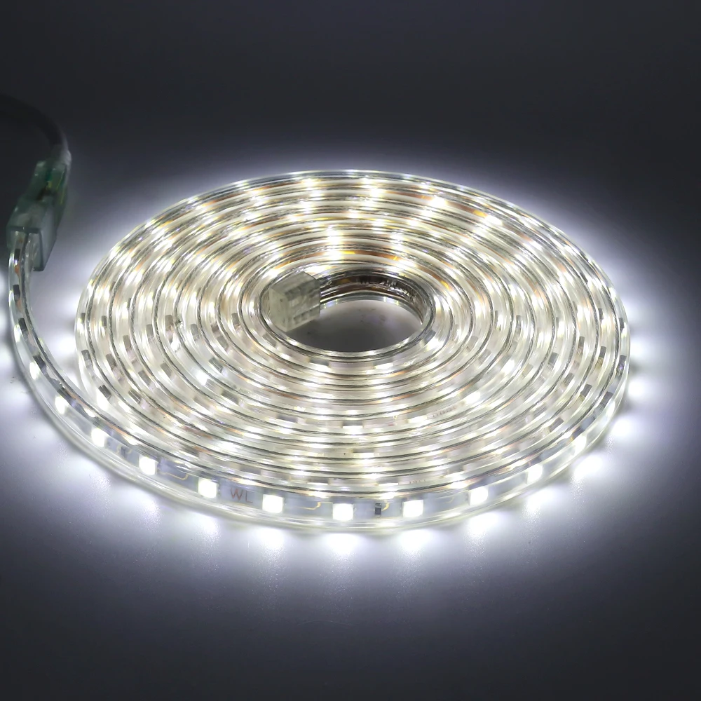 Fita de Fita Flexível, Decoração do Quarto, 60LEDs, 220V, 5050, 1m, 2m, 5m, 10m, 20m, Tira LED Impermeável com Tomada EU, 25m