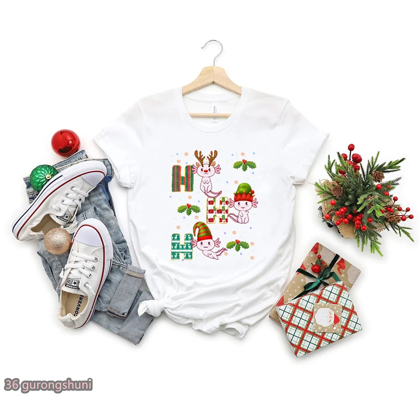 

2022 Hot Sale Axolotl Christmas Gift Women'S Tshirts Harajuku Kawaii T-Shirt Summer Fashion Tops Tee Shirt Femme Streetwear