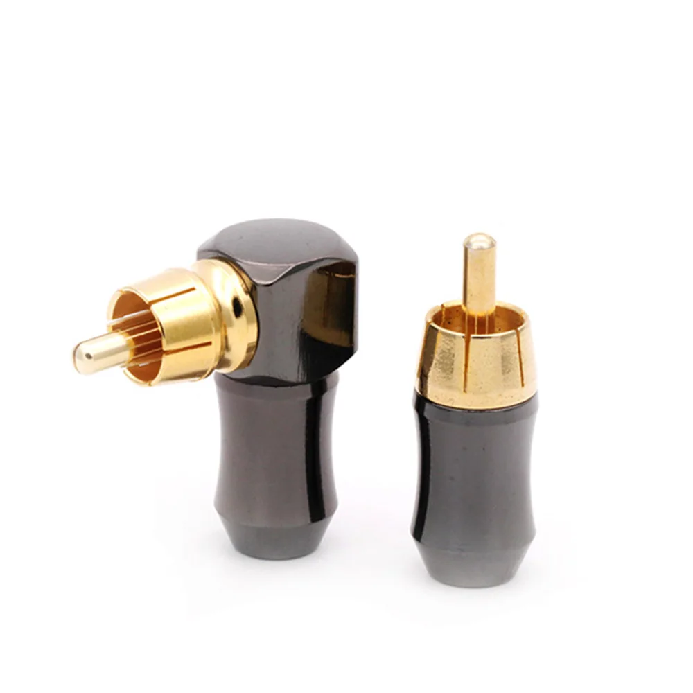 10pcs/lot RCA Male Plug Gold Plated Straight / Right Angle RCA Connector Audio Speaker Cable Plug Adapter Wholesales