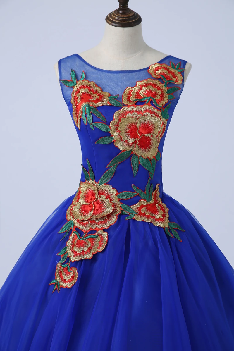 Vestido de baile floral bordado nobre, vestido de baile elegante de baile para festa nobre