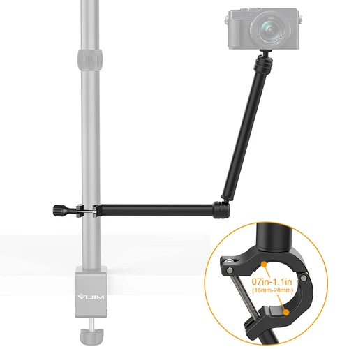 VIJIM LS04-abrazadera de tubo de brazo de extensión de dos etapas soporte de montaje de escritorio soporte de luz con 1/4 para luces de vídeo de cámara DSLR de micrófono