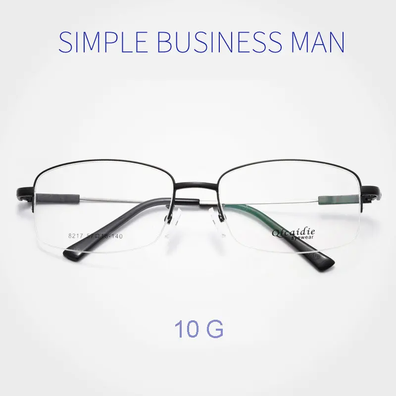 

Alloy Frame Glasses Men Business Style Half Rim Spectacles with Spring Hinges Anti-Blue Ray Eyewear