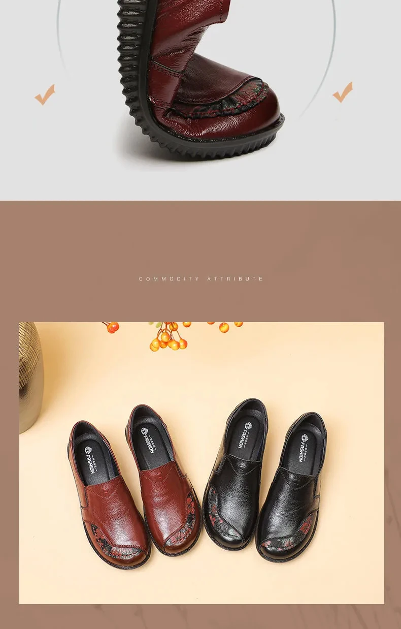Echt leder Ballerinas Schuhe Frauen Vintage Luxus hochwertige Slipper Damen Mokassins lässig elegante Damen breite Schuhe – Detail 20