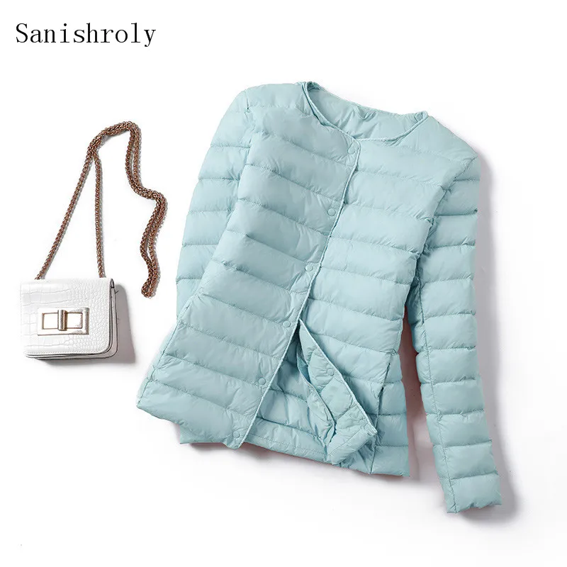 Women's Single Breasted Down Jacket Ultra Light White Duck Down Autumn Winter Warm Lightweight Coat Female Short Windproof Parka