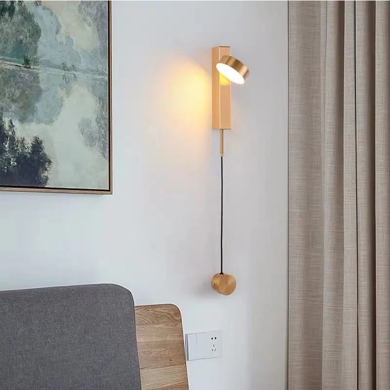 Dimmable Wall Lamp Room Decoration Sconce Lampade Da Parete LED Bedroom Light Bedside Reading Lampe De Chevet Gold HWL-162