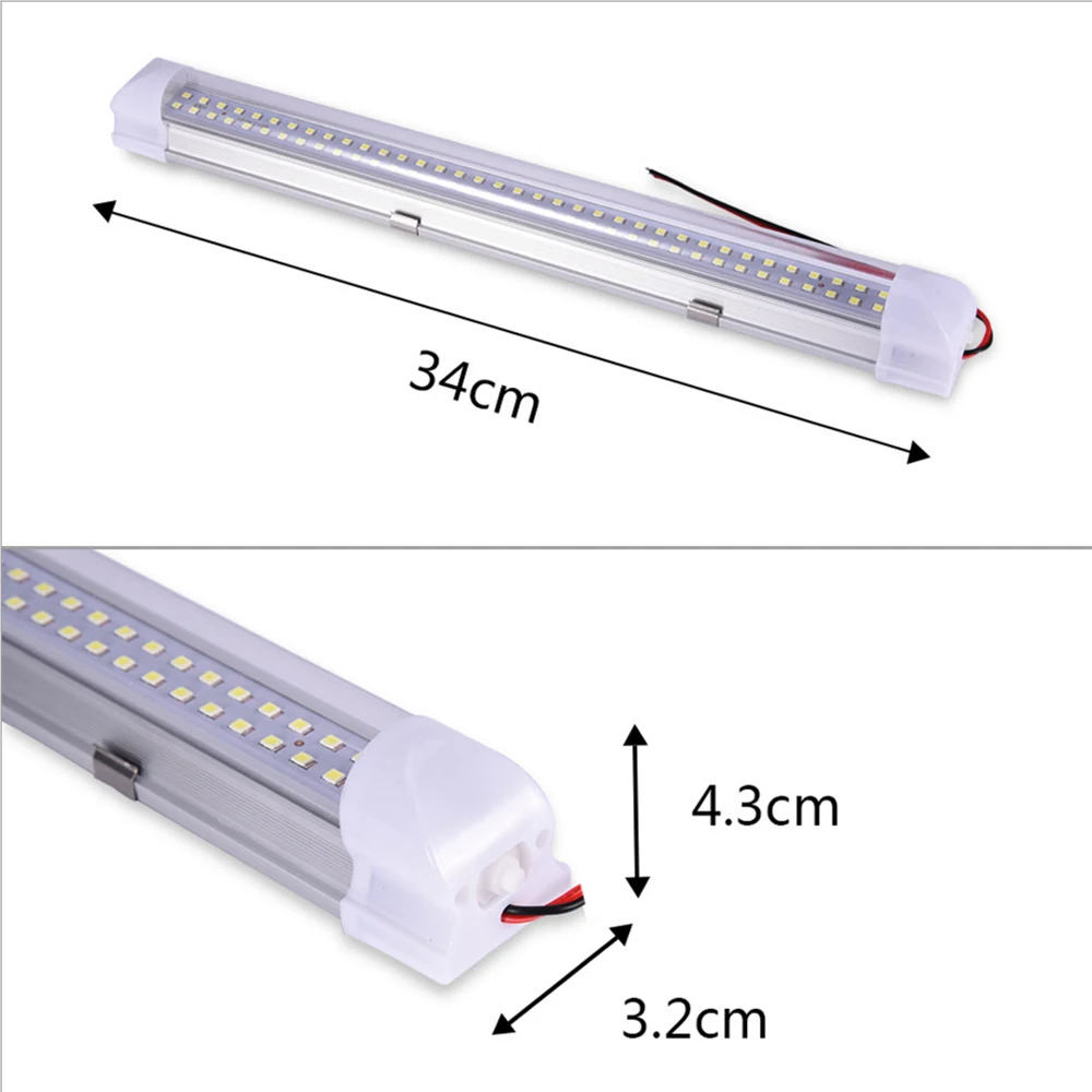 1 szt. Listwa świetlna LED DC12-85V 2835 72Led wewnętrzna lampka samochodowa lampa sufitowa do czytania samochód dostawczy lampa kempingowa