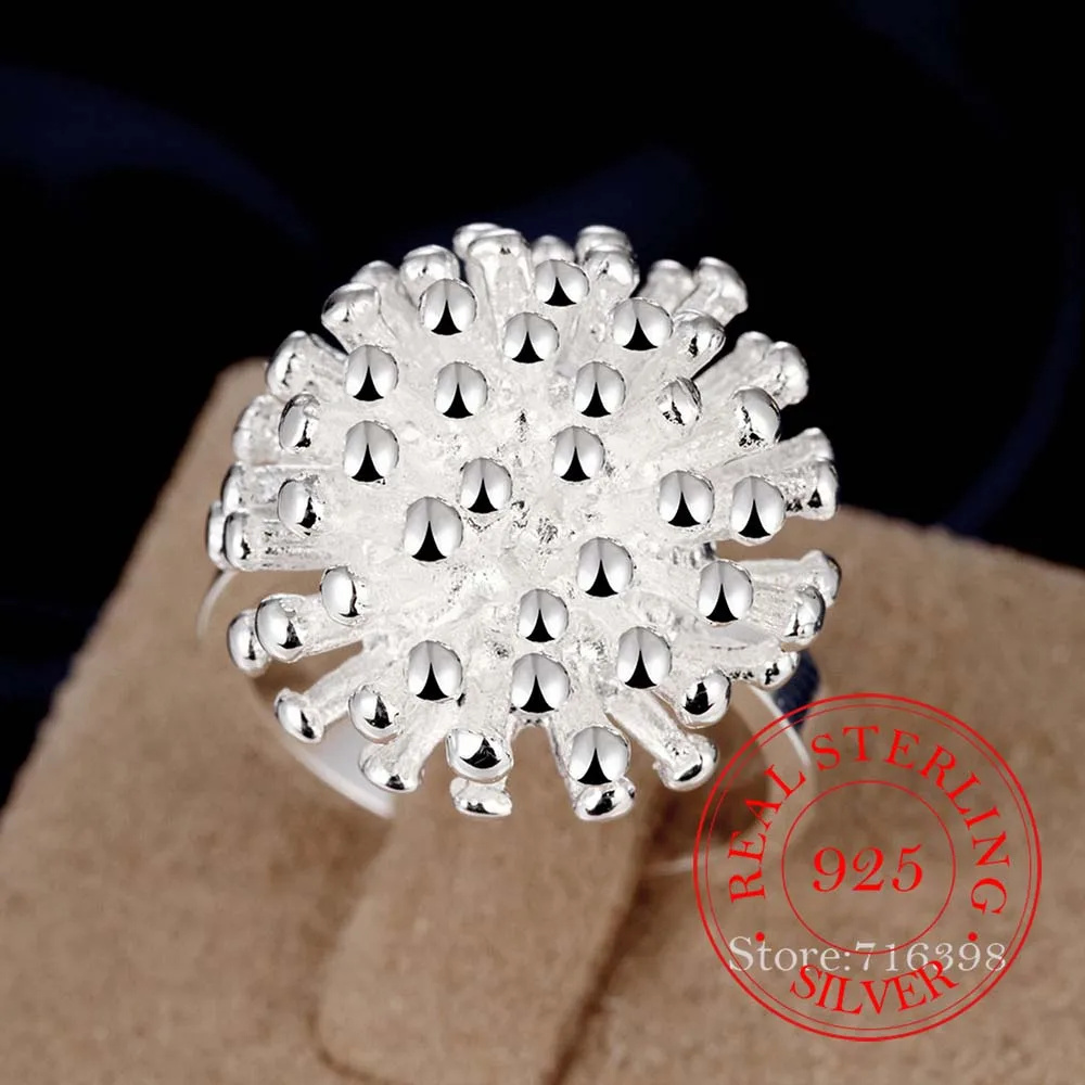 100% 925 Solid Sterling Silver Jewelry Vintage Fireworks Silver Rings for Women Men Size 6 7 8 9 10 Fashion Anel De Prata Bijoux