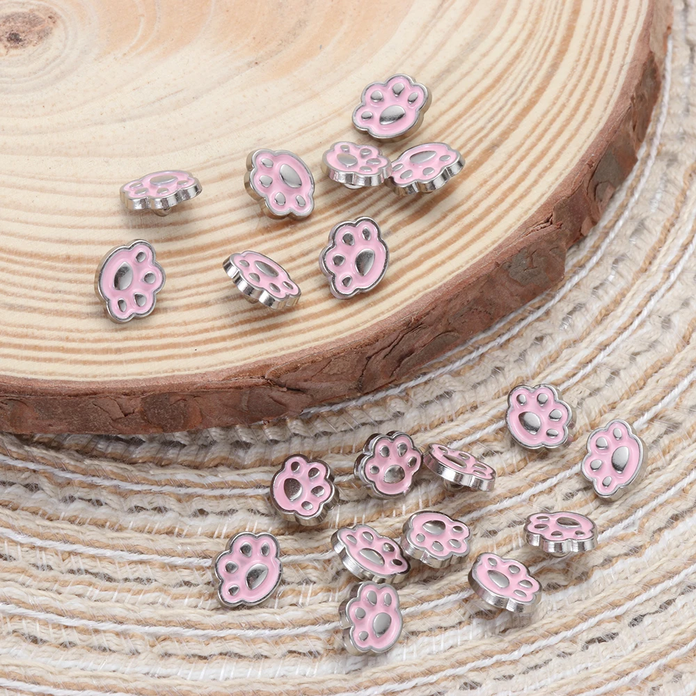 20Pcs Cute Cat Paw Buttons Buckles for DIY Doll Clothes 8mm Mini Metal Decoration Button Buckle Doll Clothing Sewing Accessories