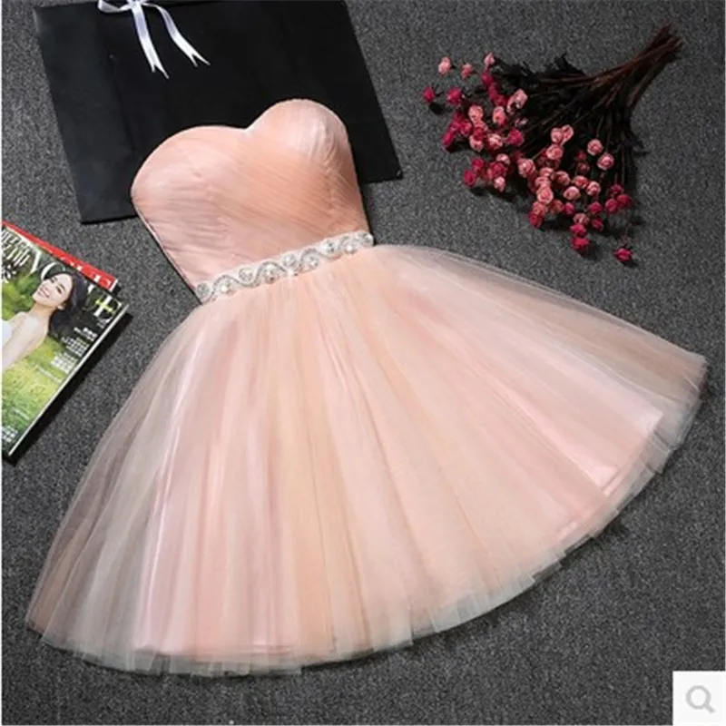 Schoonheid Emily Charmant Strapless Mouw Avondjurk Met Riem 2021 Fashion Zipper Terug Tulle Een Lijn Jurk 4 Kleuren Beschikbaar