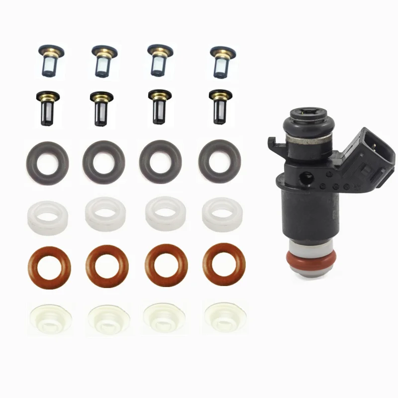 

4sets Fuel Injector Rebuild Repair Kit Oring Kit Filter Caps for Honda Civic 1.7L LX EX CX H 2001-2005 #16450-PLD-003 842-12282
