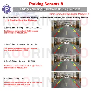 Koorinwoo Park Parksensor 5 Zoll Spiegel Monitor Kamera Rückblick + Starke vordere Kamera IR Nachtsicht Alarm Park Parktronic 8 Hauptverkaufssensor Blind Point Retrovisor - №8