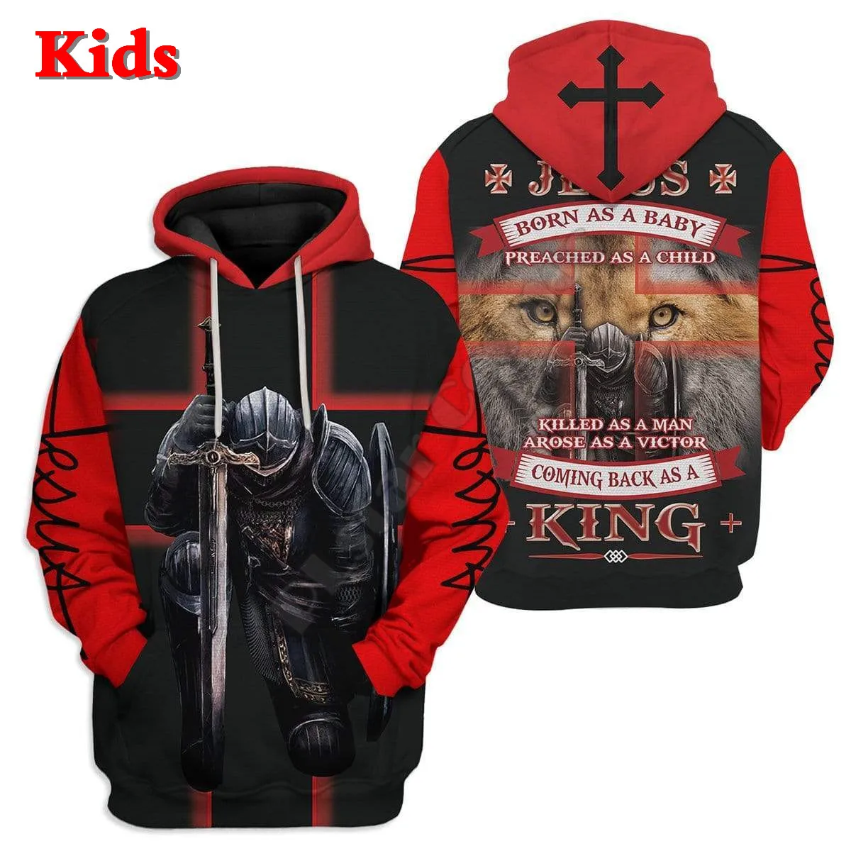 Jesus Knights Templar Funny Hoodies T-shirt 3D Printed Kids Sweatshirt Jacket T Shirts Boy Girl Funny Cosplay Costumes 02