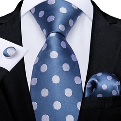 Corbata de seda azul con puntos blancos para hombre, corbata cuadrada de bolsillo para fiesta de boda, accesorios, regalo, DiBanGu, nueva moda