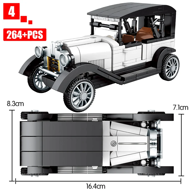 City Mechanical Classic Car MOC Model Bricks Classical Convertible Racing Vehicle Building Blocks Toy For Kids