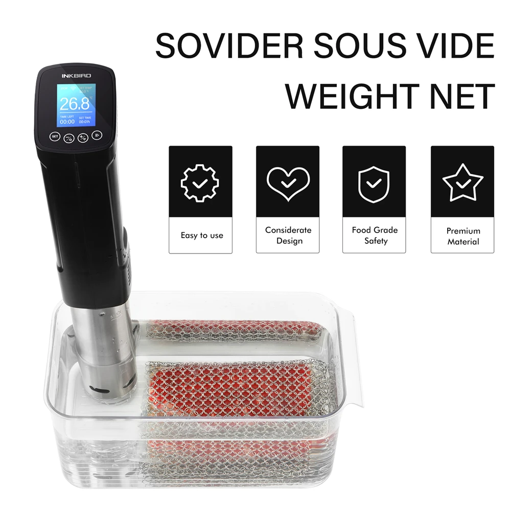 SOVIDER Food-Grade Stainless Steel Mesh Sinker Net Weight Sous Vide Accessories for Slow Cooker Vacuum Cooker Kitchen Appliance