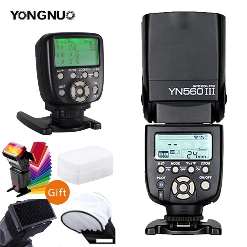 

Беспроводная вспышка YONGNUO YN560III YN560-III YN560 III, триггер YN560-TX II для камер Canon, Nikon, Olympus, Pentax, Fuji