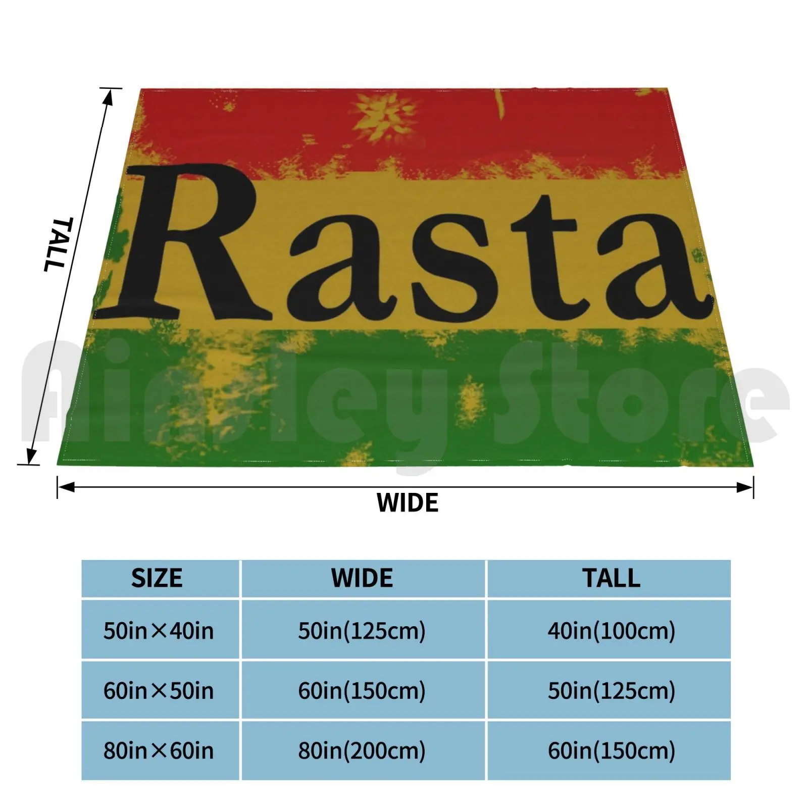 Rasta Colors Blanket Fashion Custom 2150 Rasta Rasta Jamaican Jamaica Dub Ska Caribbean Island Rasta Reggae