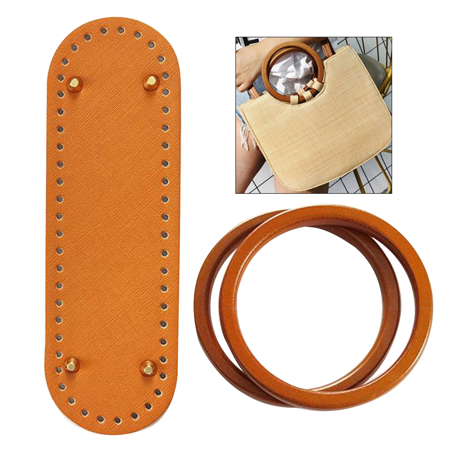 Set Pegangan Tote Dasar Kulit Bawah Tas Rajut DIY Gaya Tas Rajut 1