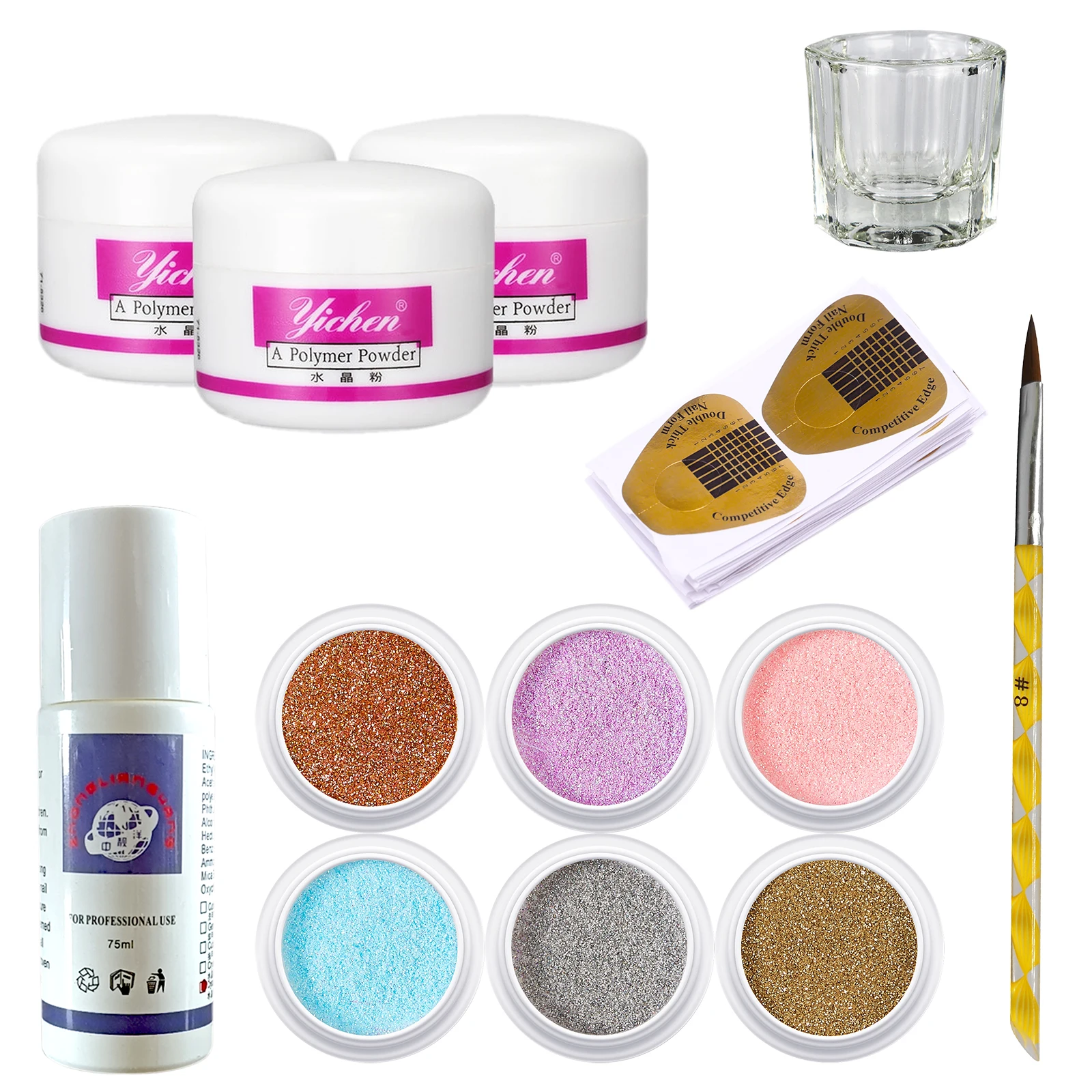 Warme Mädchen Acryl Nagel Kit Acryl Pulver und Flüssigkeit Set mit Acryl Nagel Pulver Flüssigkeit Monomer Nagel Formen Acryl Pinsel set