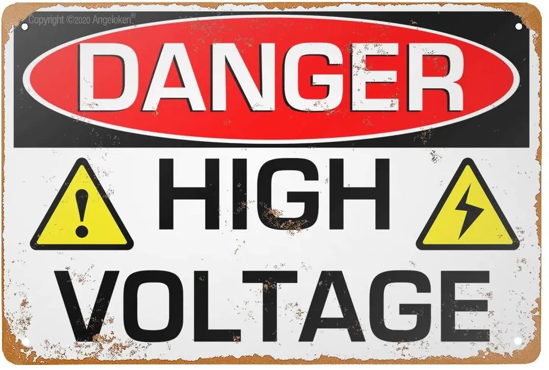 Tin Sign -Danger HIGH Voltage- Vintage Style Bar Pub Garage Hotel Diner Cafe Home Iron Mesh Fence Farm Supermarket Mall Fores