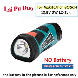 3W 10.8V 12V LED for Makita for Bosch Torch Tools Work Light (NO Battery,NO Charger) Lithium Rechargeable Lamps Flashlight