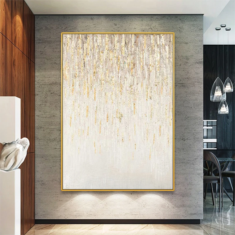 

Pure Gold hand-painted Oil Painting Modern Paintings Meteor Vertical Version Entrance Nordic Light Extravagant Paintings Sofa Ba