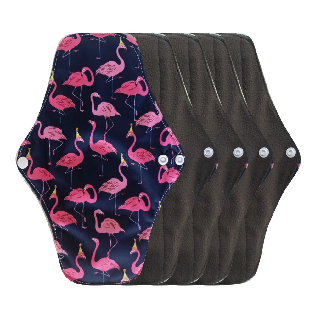 reusable mama cloth menstrual pads for periods waterprrof soft absorbent 5pcs bamboo charcoal women washable sanitary napkins