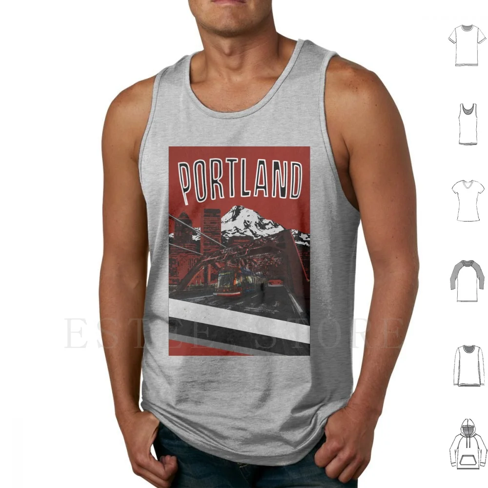 Portland Poster Tank Tops Vest Sleeveless Portland Oregon Trail Blazers Blazers Basketball Pacific Northwest