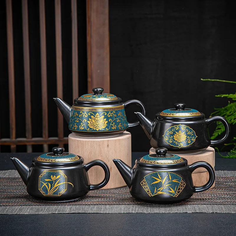 Jingdezhen Vintage black ceramics Tea pot Chinese tea set customization porcelain teapot Oolong tea Handmade kettle 250ml