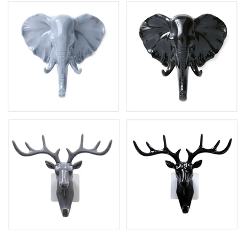 

Animal Wall Hooks Antlers elephant home Decoration for Living Room Entrance Hanging Clothes Hat Scarf Key Rack Self-adhesive