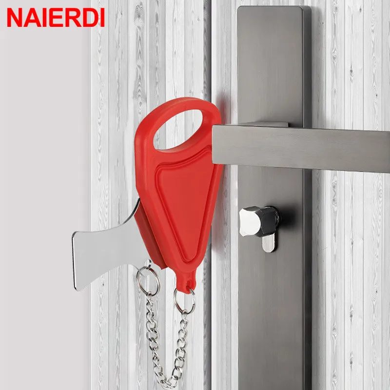 NAIERDI Portable Security Door Lock Self-Defense Travel Lock Childproof Hotel Door Lock Anti-theft Lock for Safety Door Stopper