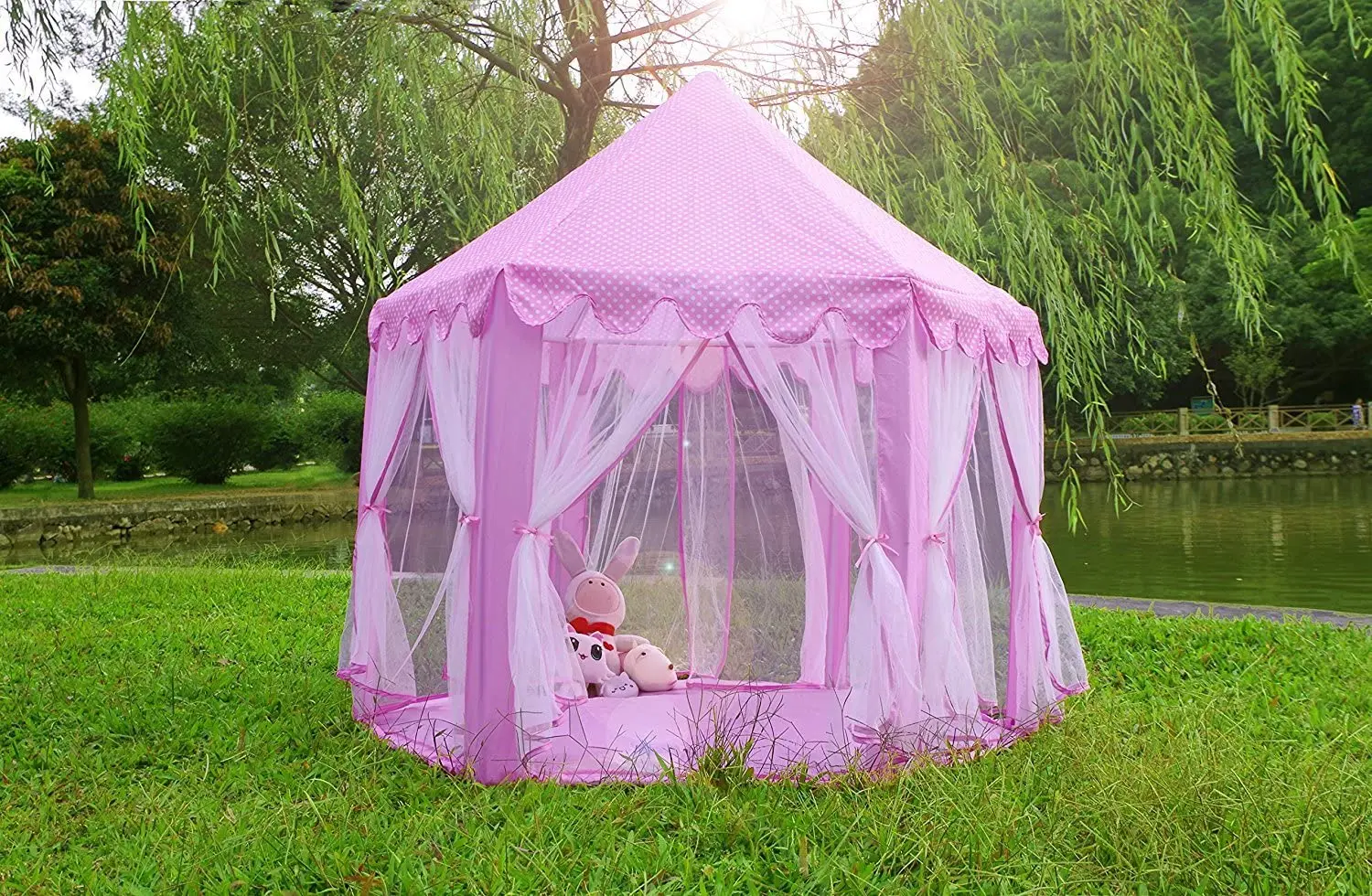 Princess Tent Girls Large Playhouse Kids Castle Play Tent Lights Toy for Children Indoor and Outdoor Play house Tipi teepee