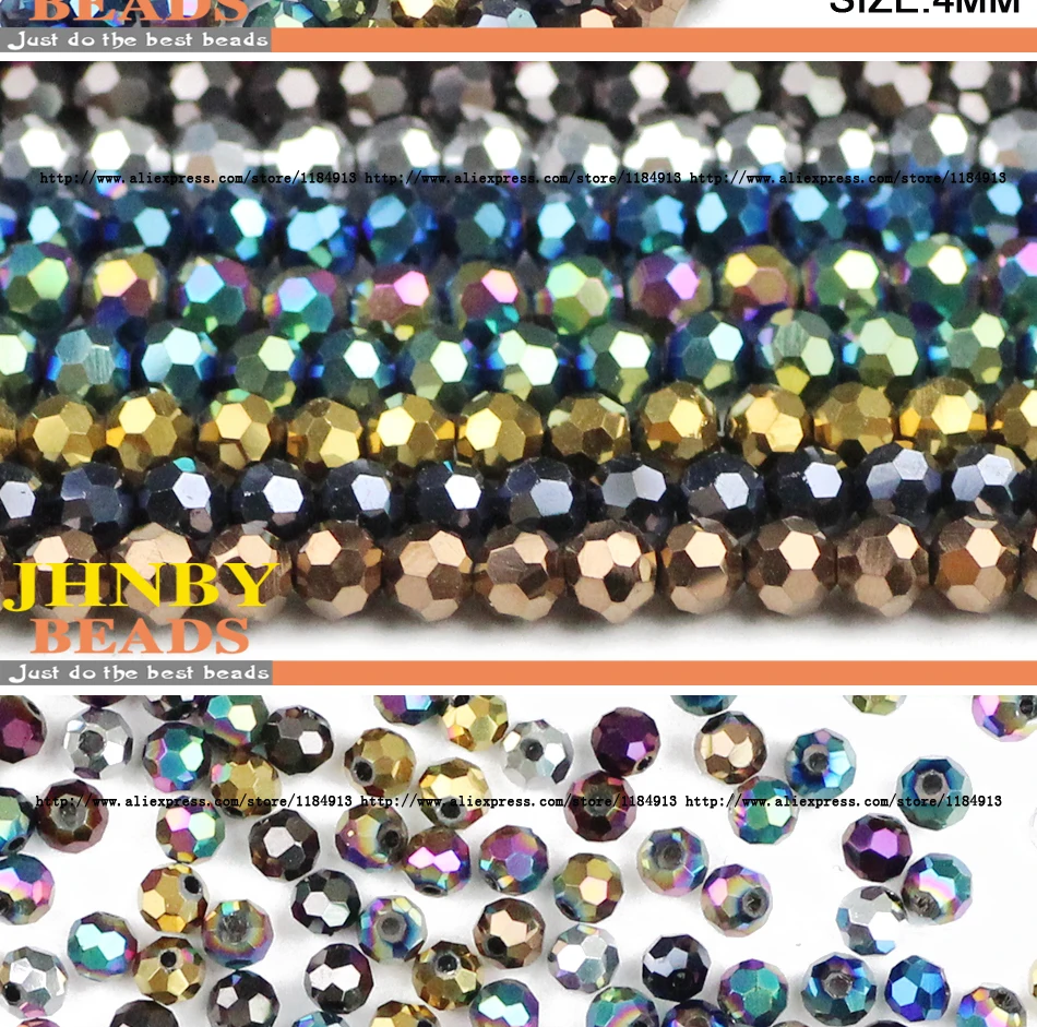 100 Stück 4 mm facettierte runde österreichische Kristallplattierte Farbe lose Perlen für Schmuckherstellung DIY Armbänder Halskette Zubehör – Detail 32